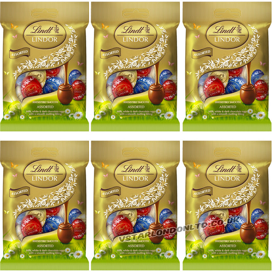 Lindt LINDOR Assorted Chocolate Mini Easter Eggs 80g (6, 12 & 16 Bags)