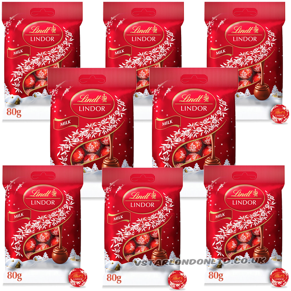 Lindt Lindor Christmas Mini Milk Chocolate Truffles 80g – 8 & 16 Bags
