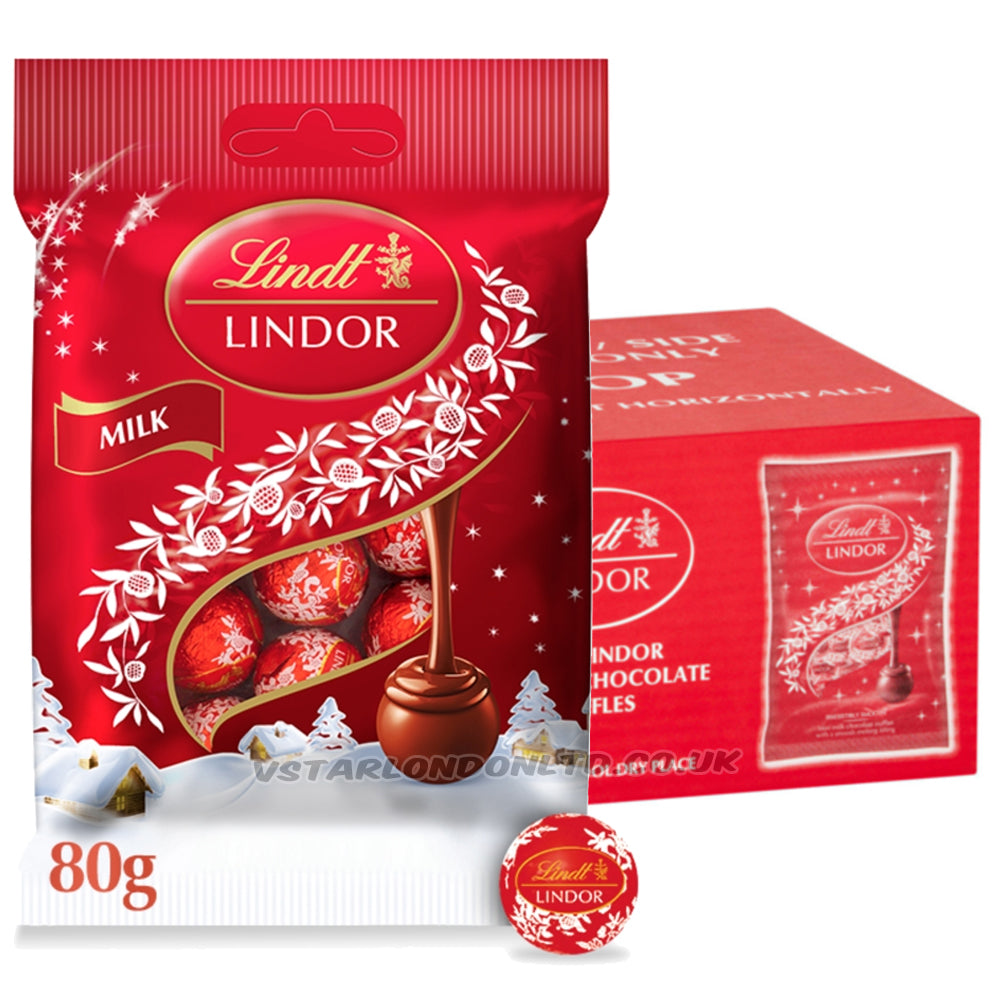 Lindt Lindor Christmas Mini Milk Chocolate Truffles 80g – 8 & 16 Bags