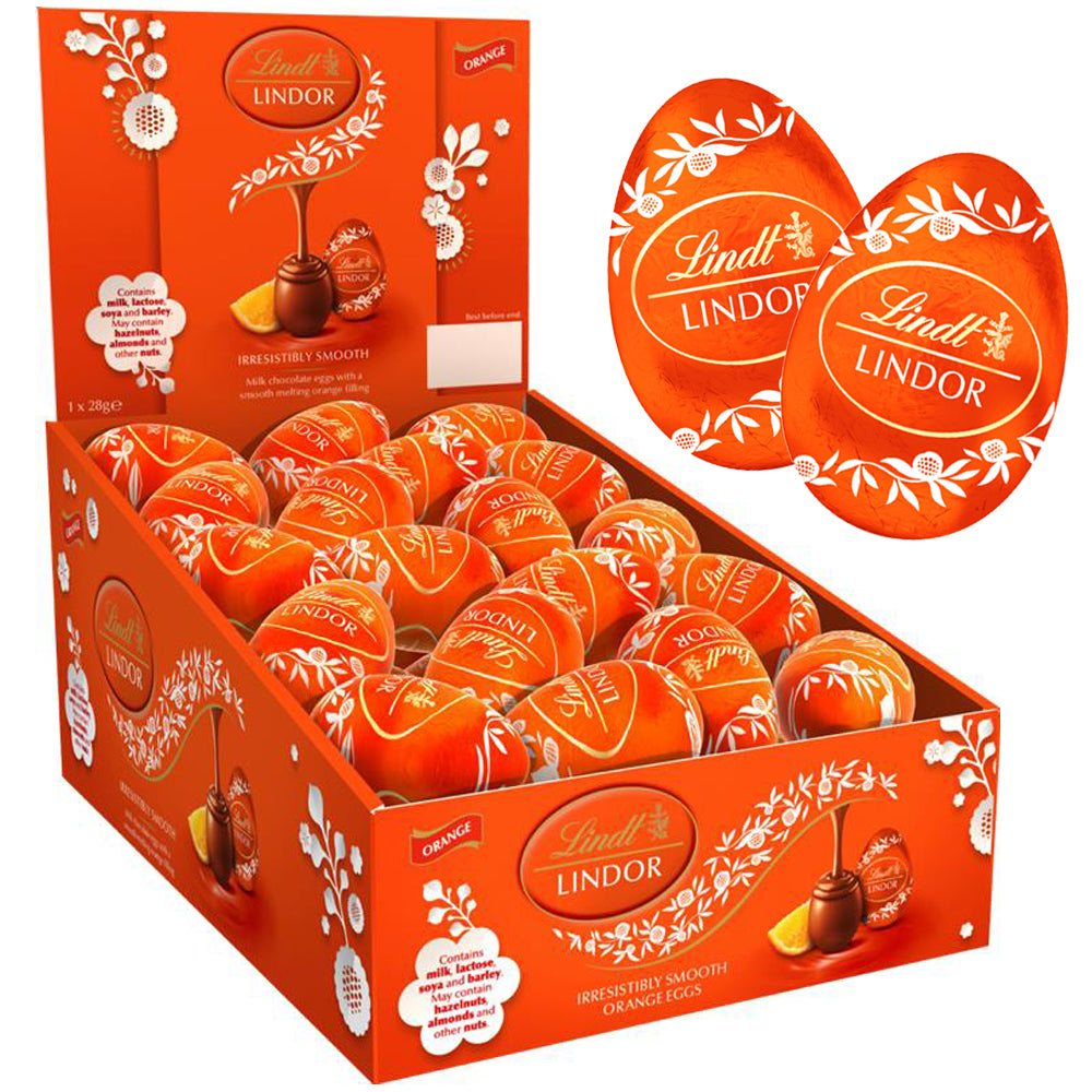 Lindt LINDOR Filled Orange Chocolate Easter Egg 28g (12, 24 & 48 Eggs)
