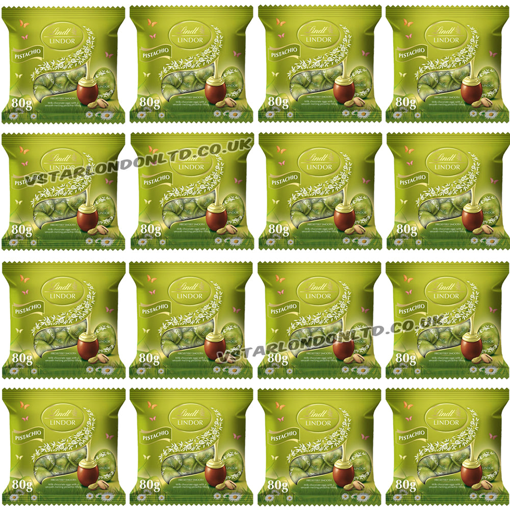 Lindt Lindor Pistachio Chocolate Easter Mini Eggs 80g (8 & 16 Bags)