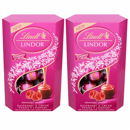 Lindt Lindor Raspberry & Cream Chocolate Truffles Box 2 x 200g