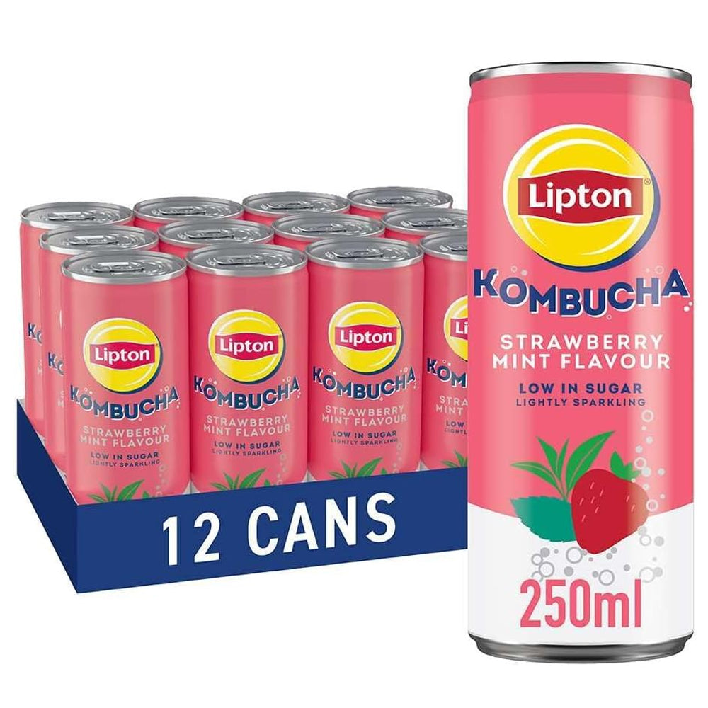 Lipton Kombucha Strawberry & Mint, 250 ml (Pack of 12)