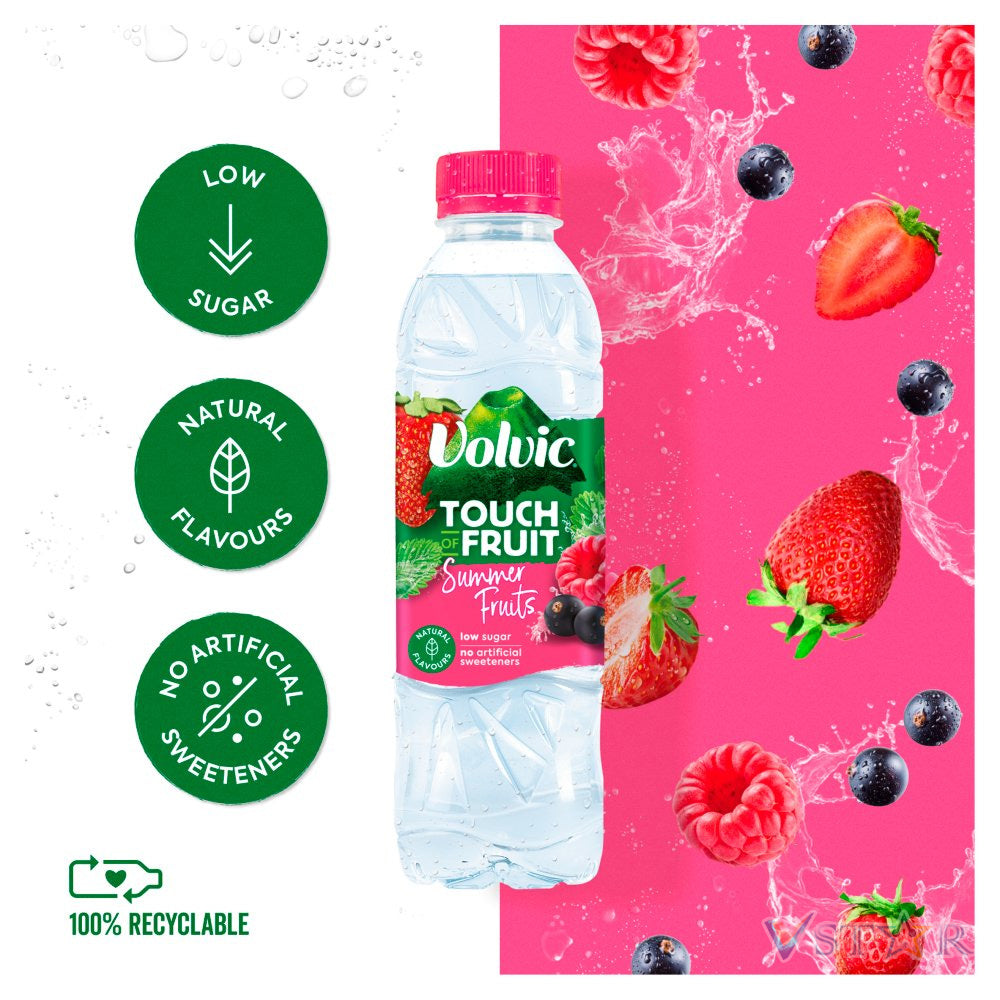 Volvic Touch of Fruit Low Sugar Summer Fruits Natural Flavoured Water 12 x 500ml