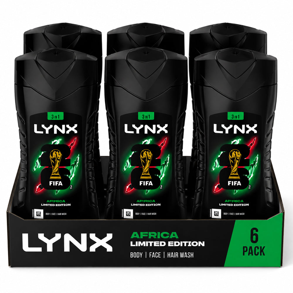 Lynx Africa FIFA Limited Edition 3-in-1 Body Wash 225ml (6 Pack)