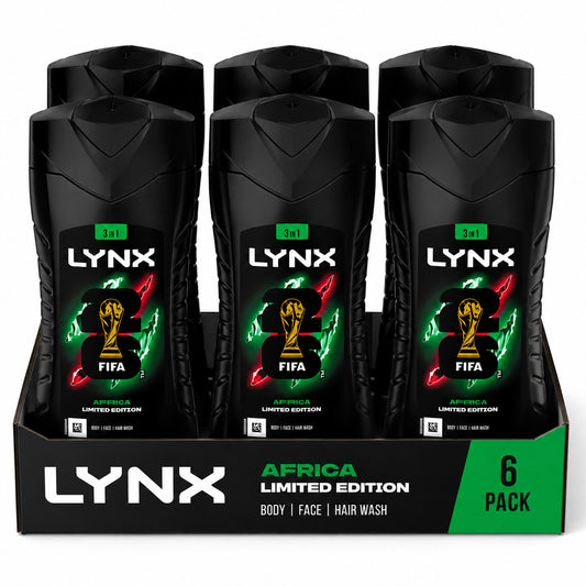 Lynx Africa FIFA Limited Edition 3-in-1 Body Wash 225ml (6 Pack)