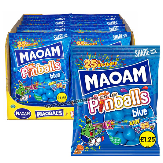 MAOAM Blue Pinballs 140g – Fruit Chewy Sweets (Box of 14)