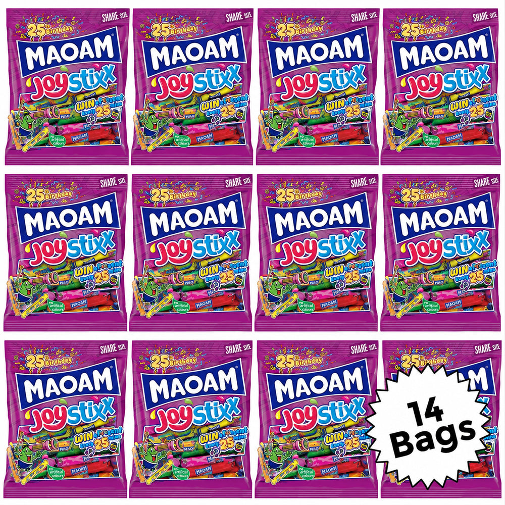 MAOAM Joystixx Fruit & Cola Flavour Chewy Sweets Sharing Bag 140g PMP (Box of 14)