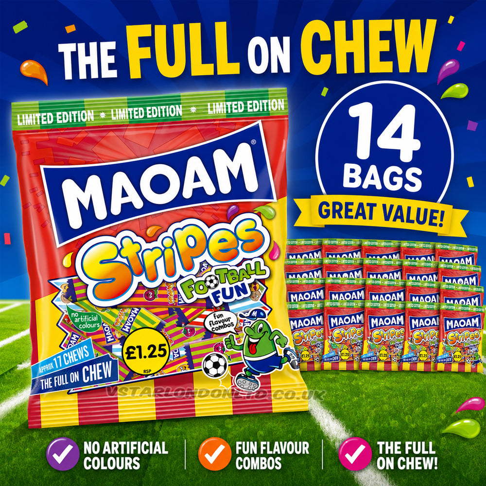 MAOAM Limited Edition Football Fun Stripes PMP 140g (Box of 14)