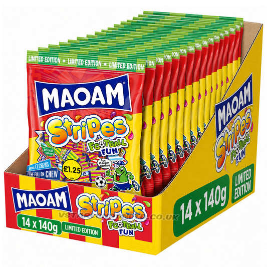 MAOAM Limited Edition Football Fun Stripes PMP 140g (Box of 14)