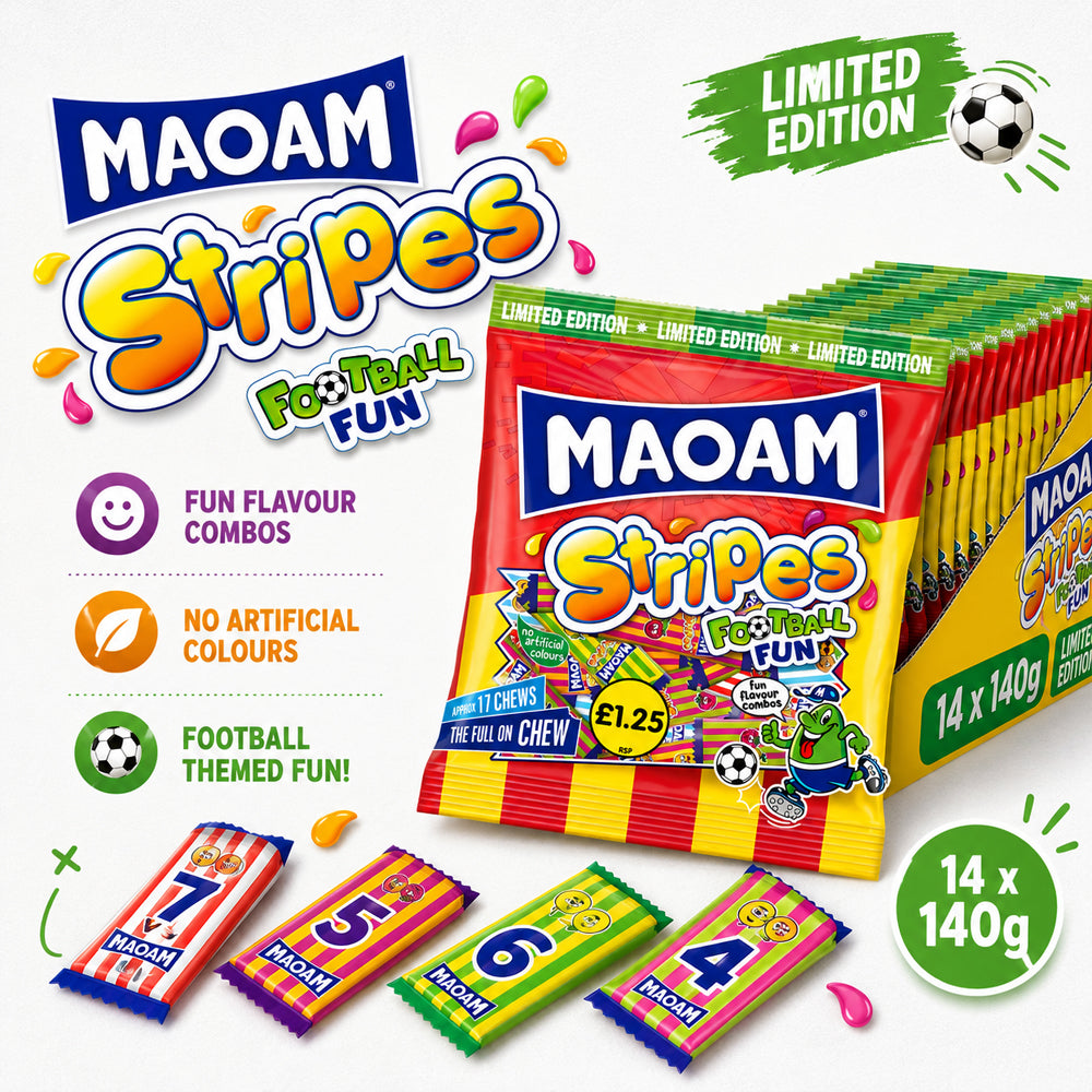 MAOAM Limited Edition Football Fun Stripes PMP 140g (Box of 14)