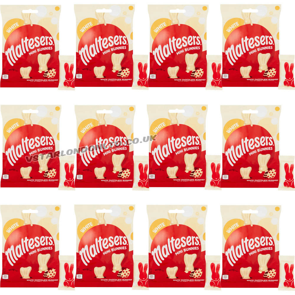 Maltesers White Chocolate Easter Mini Bunnies 58g (12 & 24 Bags)