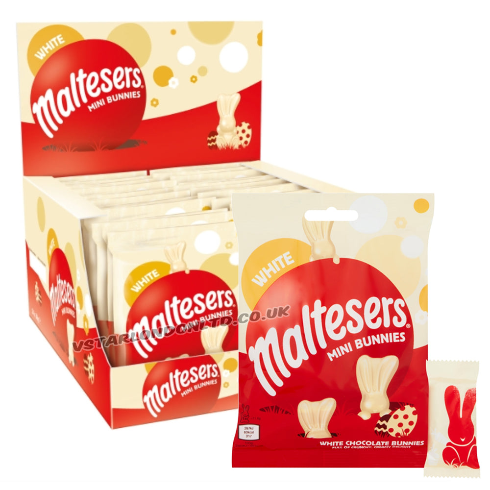 Maltesers White Chocolate Easter Mini Bunnies 58g (12 & 24 Bags)