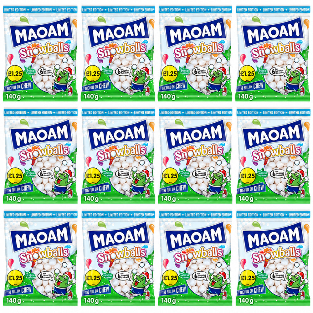 Maoam Limited Edition Snowballs 140g PMP Christmas Sweets (Box of 12)