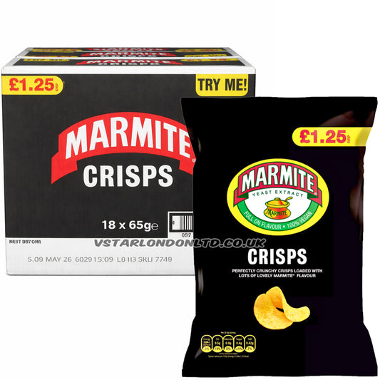 Marmite Crisps 65g £1.25 PMP (Box of 18) – Yeast Extract Flavour Crisps