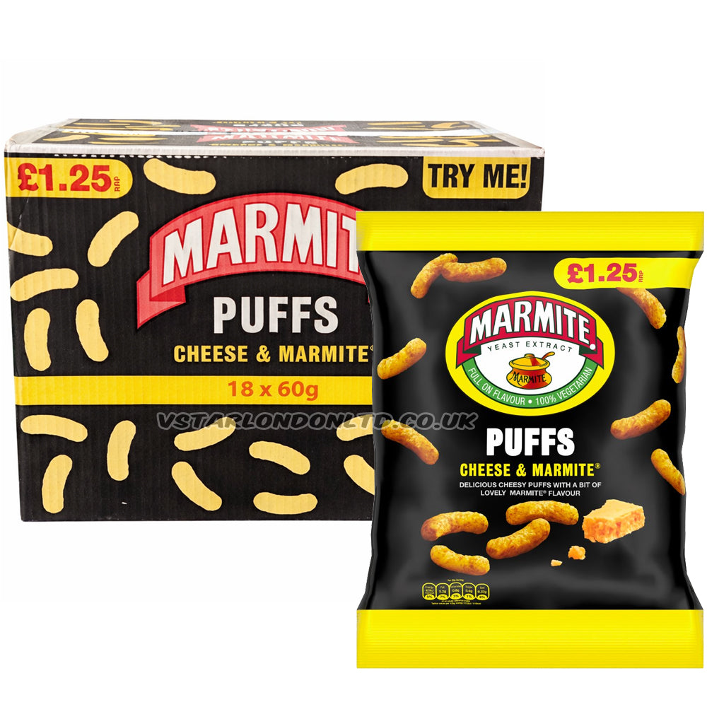 Marmite Yeast Extract Cheese & Marmite Puffs 60g (Box of 18)