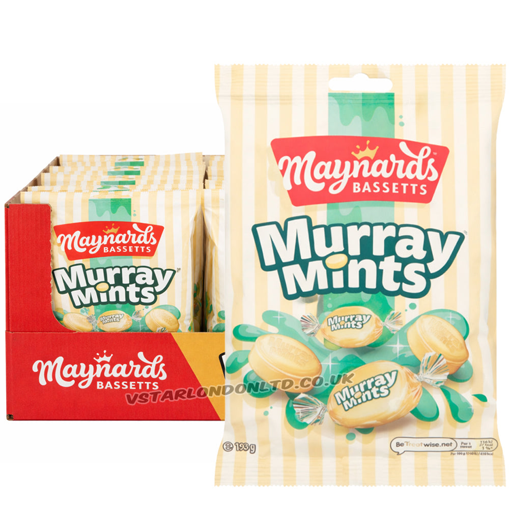 Maynards Bassetts Murray Mints Bag 193g – Classic Creamy Mint Sweets (6 & 12 Bags)