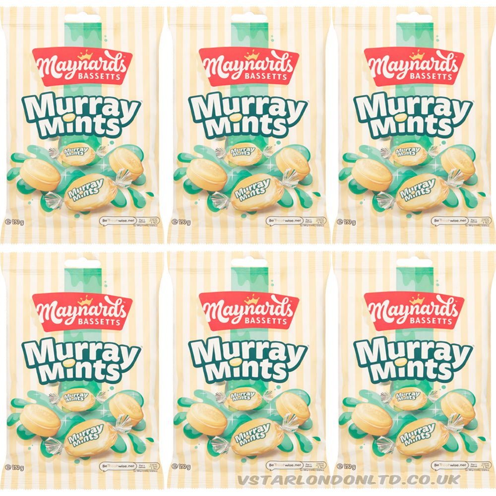 Maynards Bassetts Murray Mints Bag 193g – Classic Creamy Mint Sweets (6 & 12 Bags)