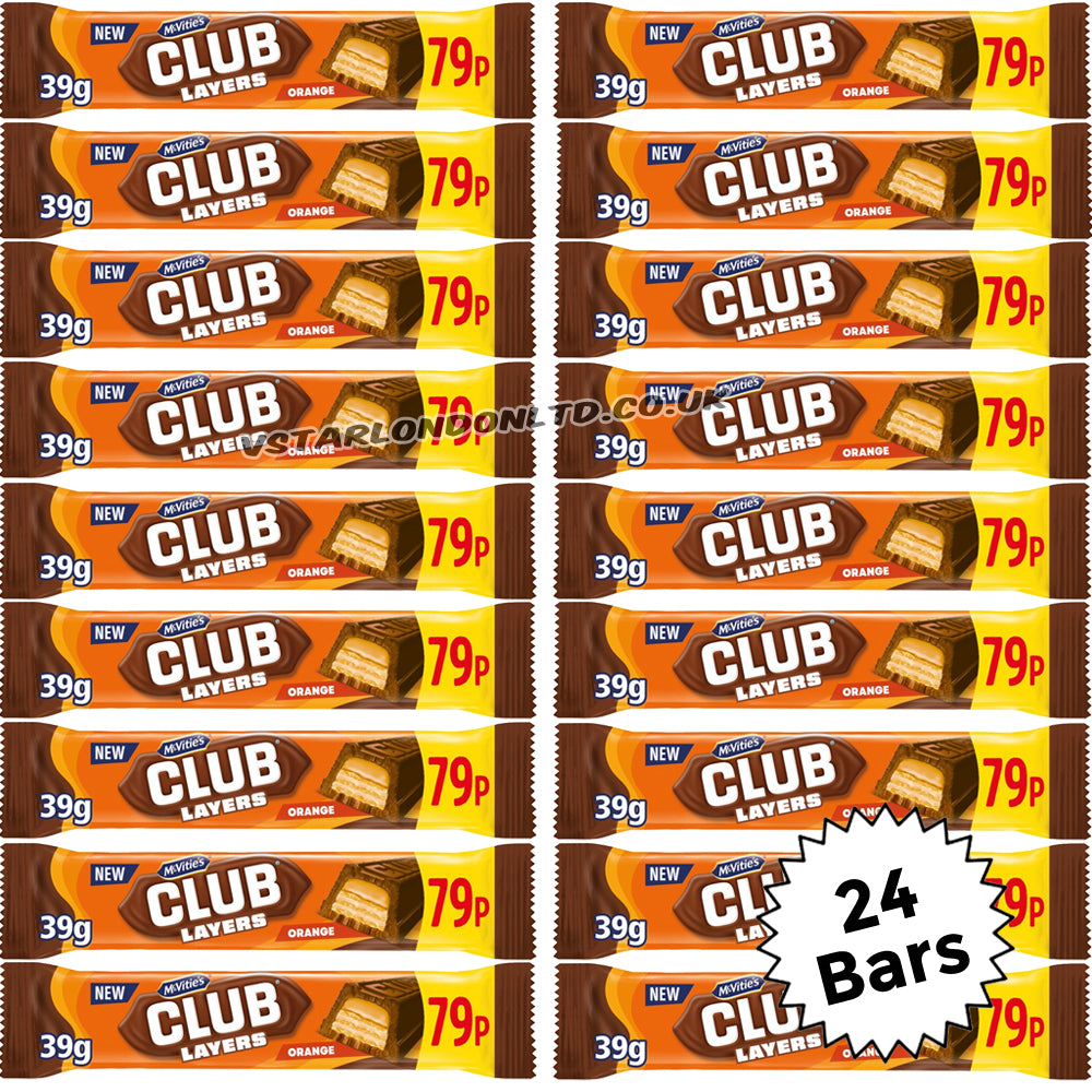 McVitie's Club Layers Orange Chocolate Wafer Bars 24 x 39g