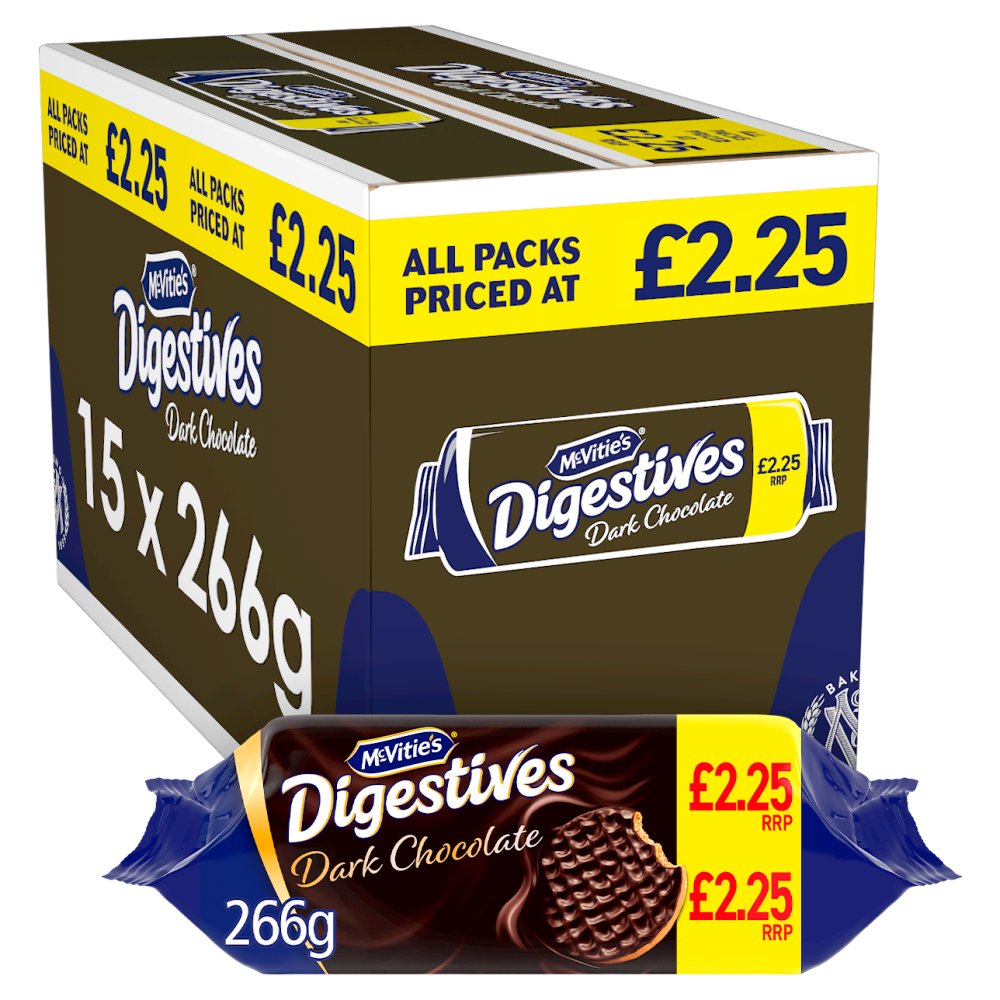 McVitie's Dark Chocolate Digestive Biscuits PMP 266g (Box of 15)