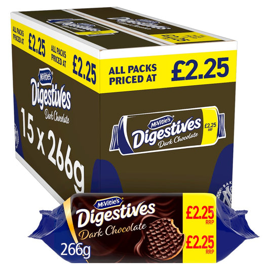 McVitie's Dark Chocolate Digestive Biscuits PMP 266g (Box of 15)