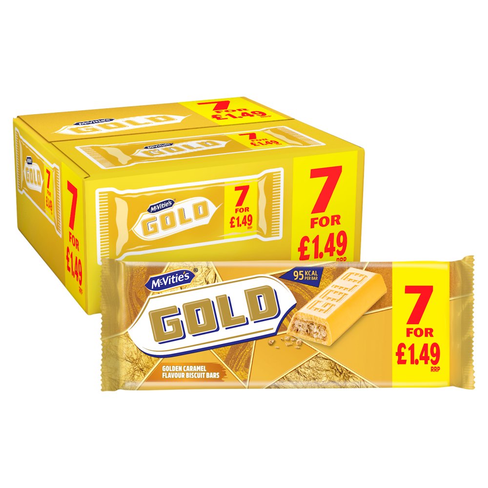 McVitie's Gold 7 Golden Caramel Flavour Biscuit Bars 124g (Box of 12)