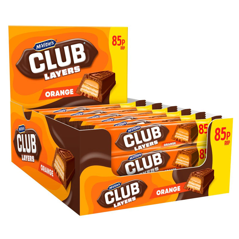 McVitie's Club Layers Orange 39g PMP – 12 & 24 Packs Milk Chocolate Wafer Bars