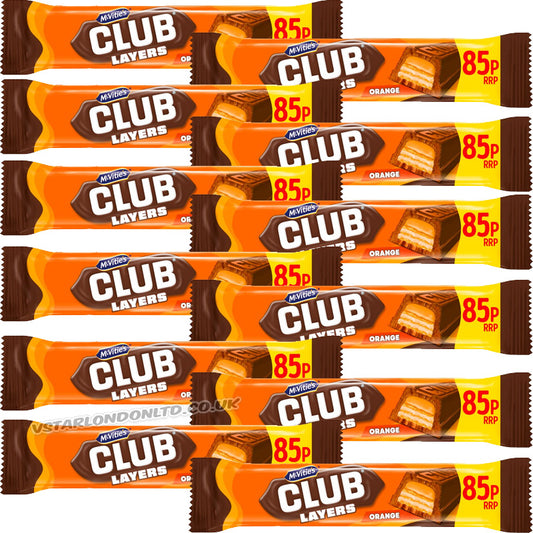 McVitie's Club Layers Orange 39g PMP – 12 & 24 Packs Milk Chocolate Wafer Bars
