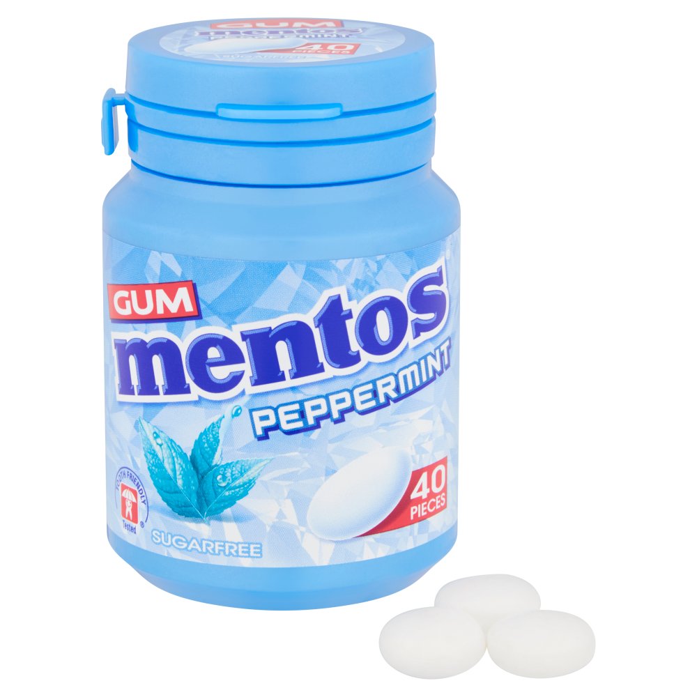 Mentos Peppermint Sugar Free Gum 40 Pieces 56g (Case of 6)