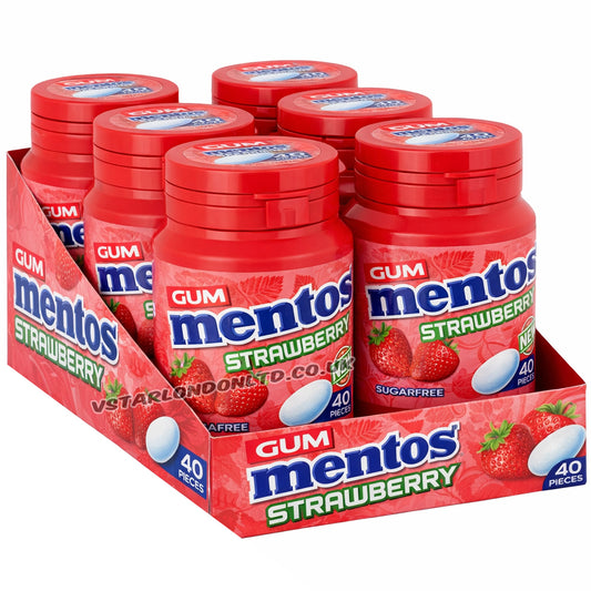 Mentos Strawberry Sugar Free Gum Bottle 56g (Case of 6)