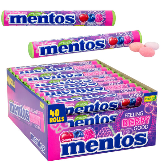 Mentos Feeling Berry Good Chewy Dragees Roll 38g (20 & 40 Rolls)