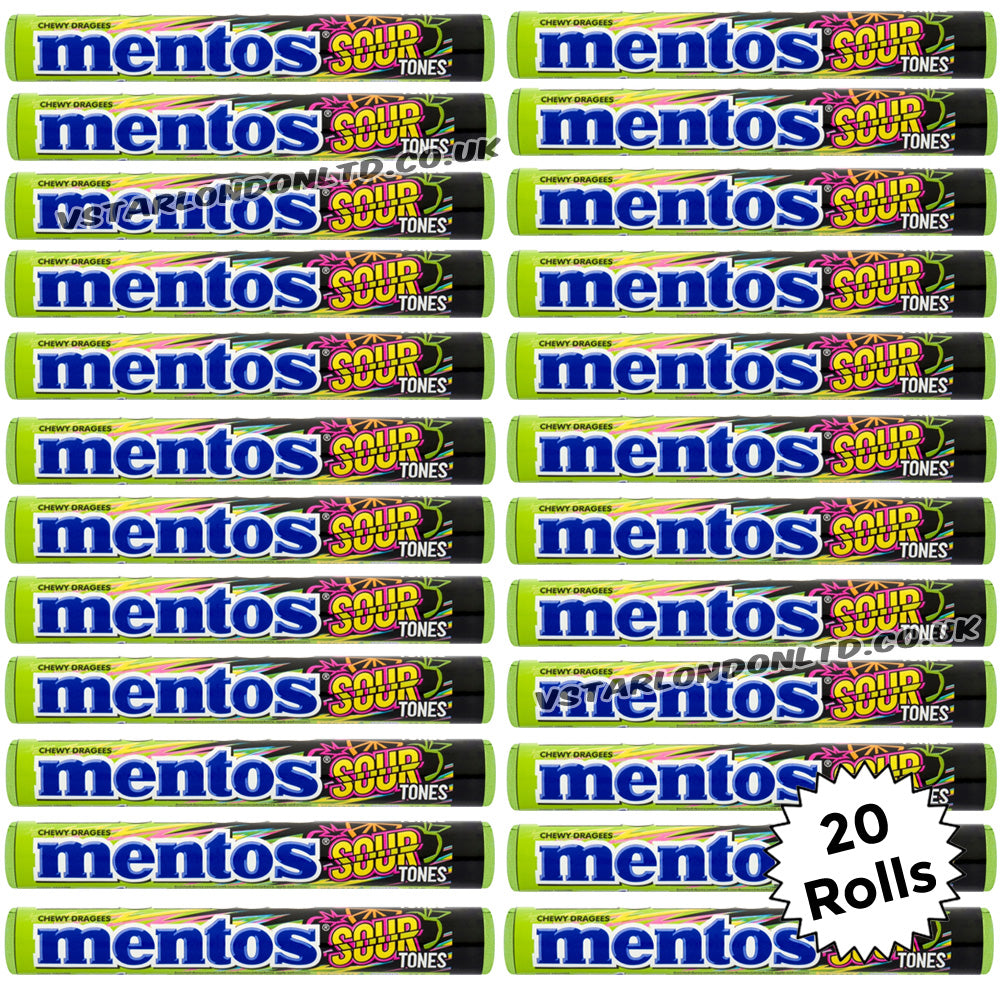 Mentos Sour Tones Chewy Dragees Roll 38g (20 & 40 Rolls)