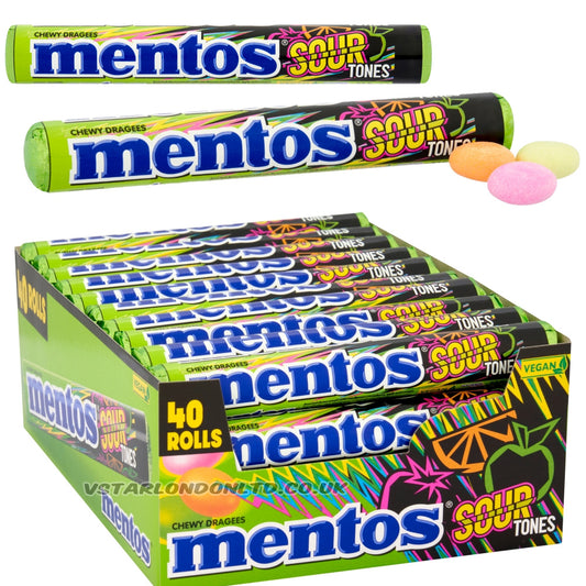 Mentos Sour Tones Chewy Dragees Roll 38g (20 & 40 Rolls)