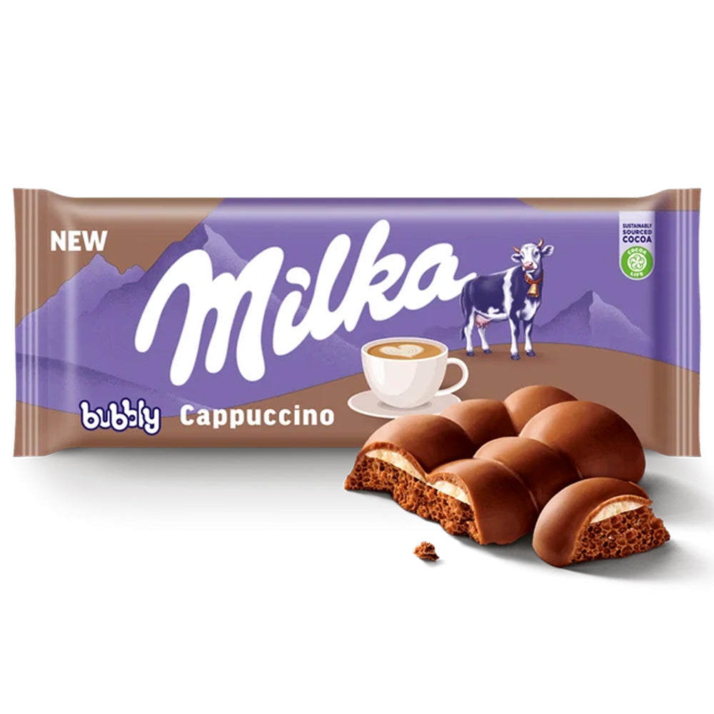 Milka Bubbles Cappuccino 97g　ミルカ　カプチーノ Milka Bubbly Cappuccino milk chocolate bar, 97 g – Peppery Spot