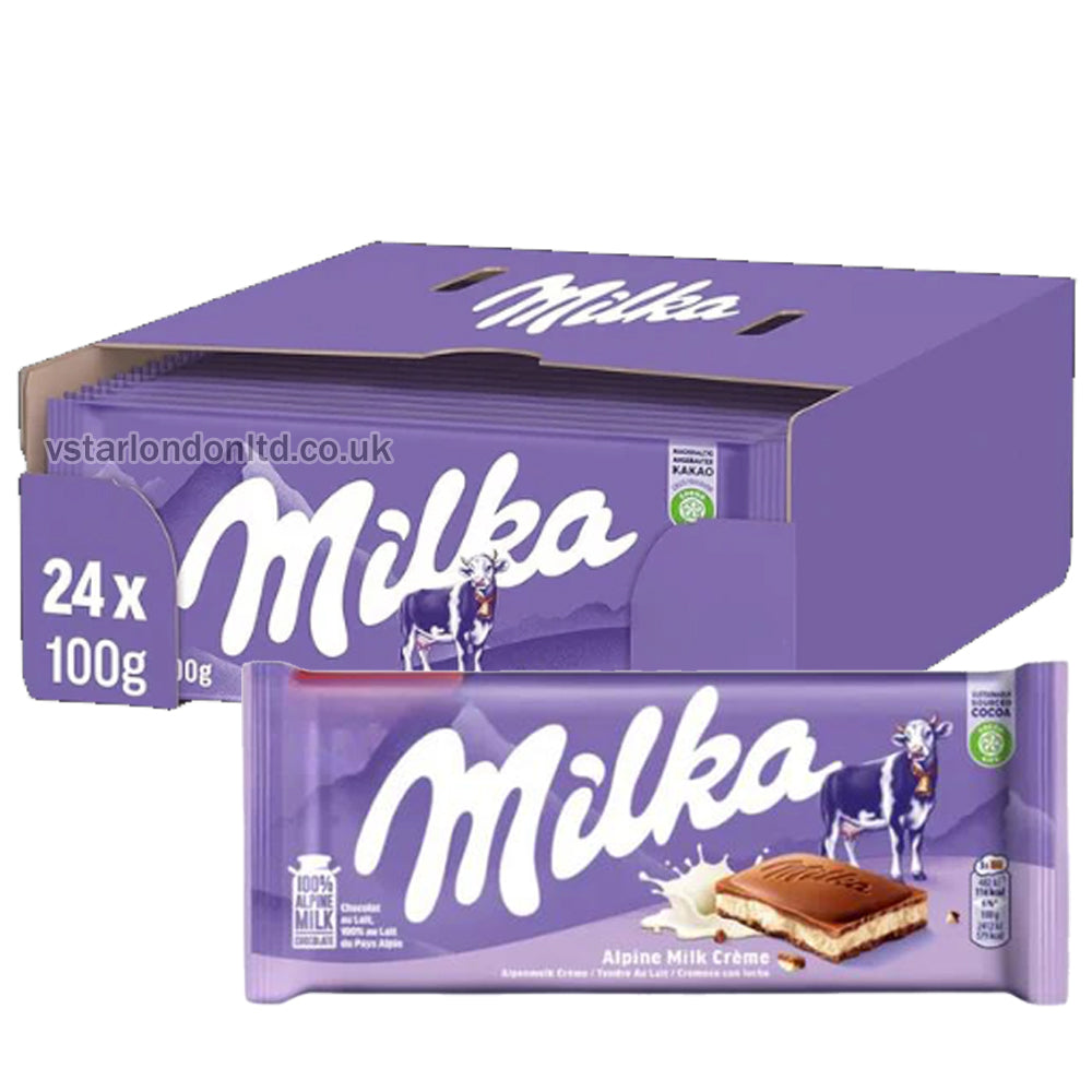 Milka Alpine Milk chocolate Bar 100g(Box of 22)
