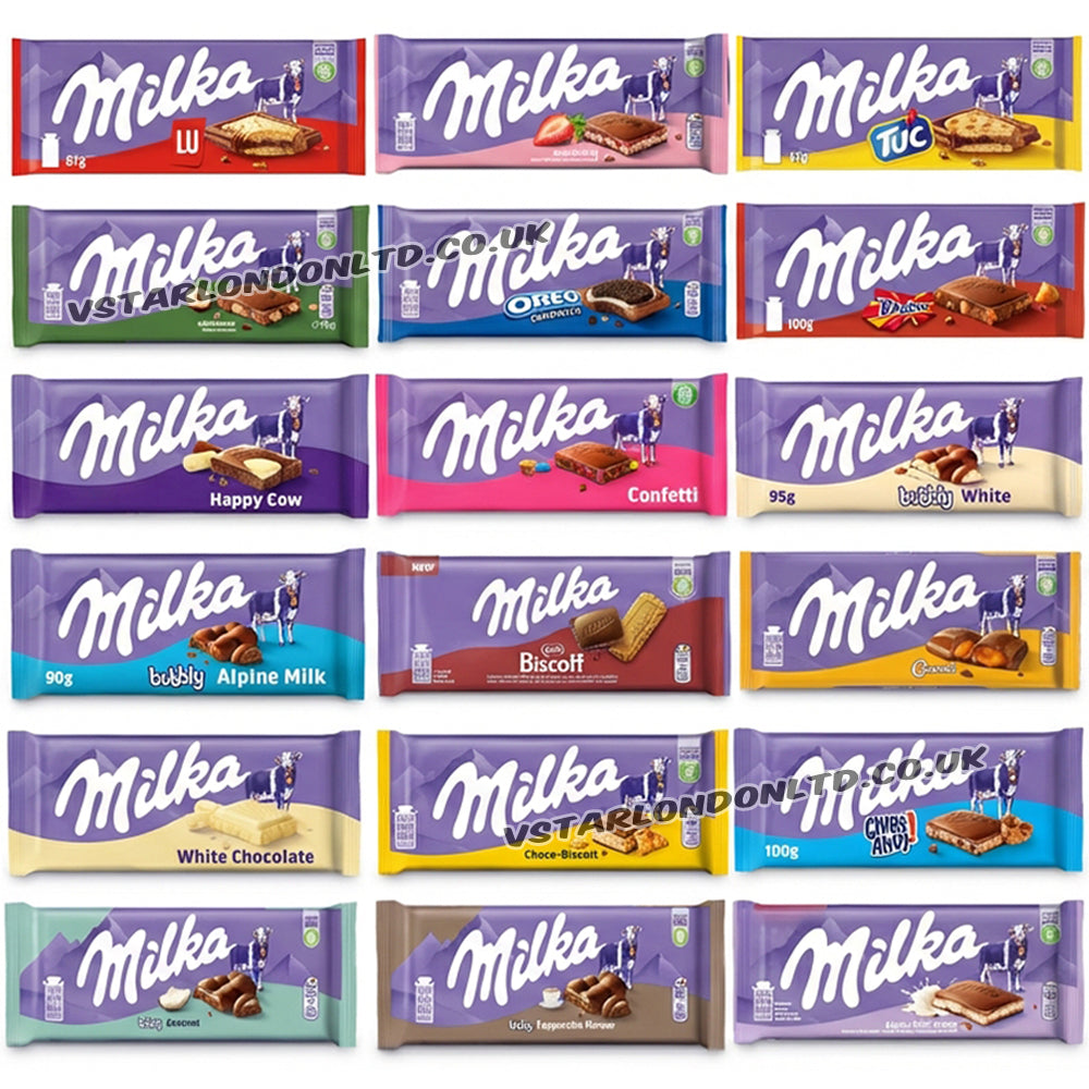 Milka Mixed Chocolate Bars 87g–100g Random Selection (6, 12 & 24 Bars)