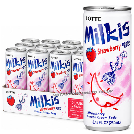 Milkis Strawberry Korean Cream Soda 250ml (6 & 12 Cans)
