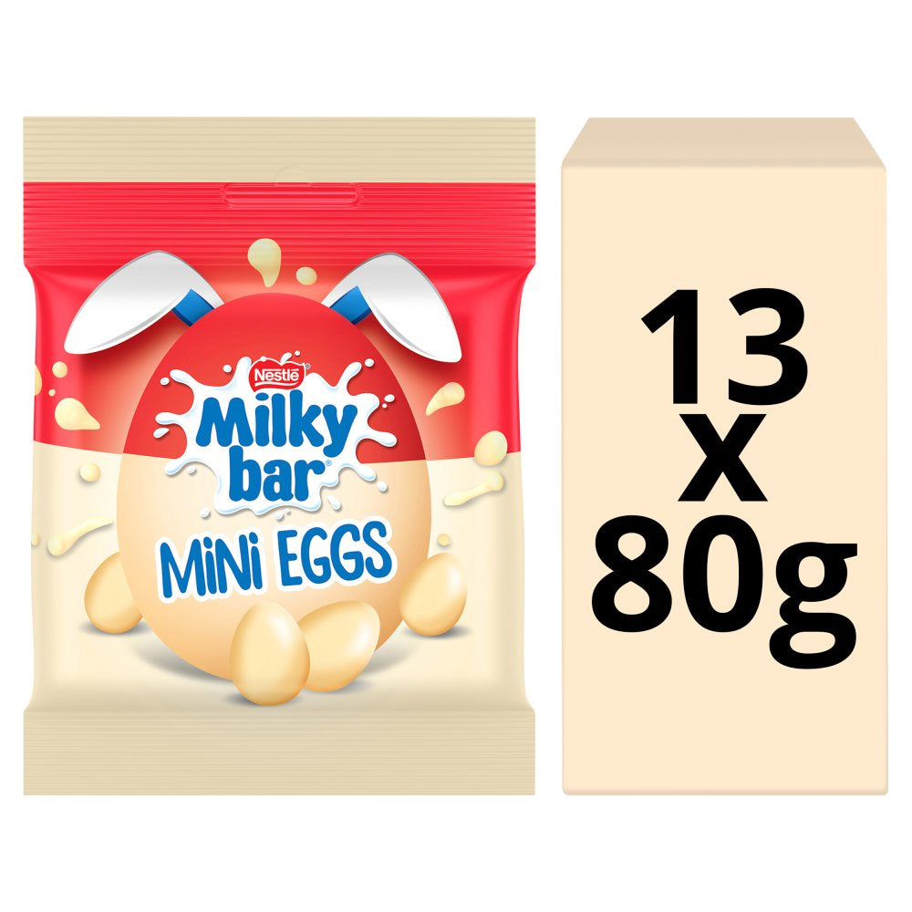 Milkybar White Chocolate Easter Mini Eggs Sharing Bag 80g (Box of 13)