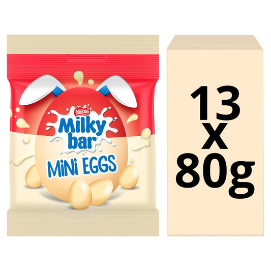 Milkybar White Chocolate Easter Mini Eggs Sharing Bag 80g (Box of 13)