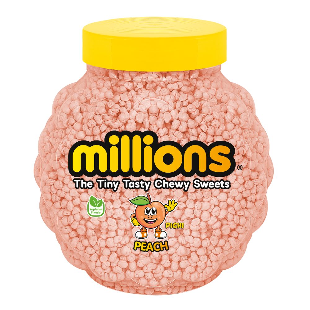 Millions Peach Flavour Chewy Sweets Jar 2.27kg