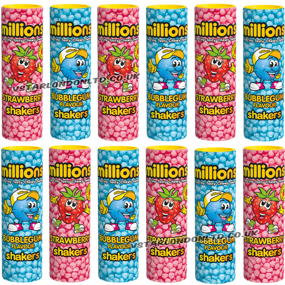 Millions Strawberry & Bubblegum Shakers Tubes - 10 or 20 Pack