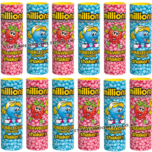 Millions Strawberry & Bubblegum Shakers Tubes - 10 or 20 Pack