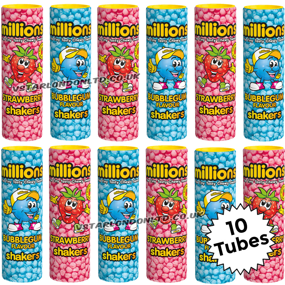 Millions Strawberry & Bubblegum Shakers Tubes - 10 or 20 Pack