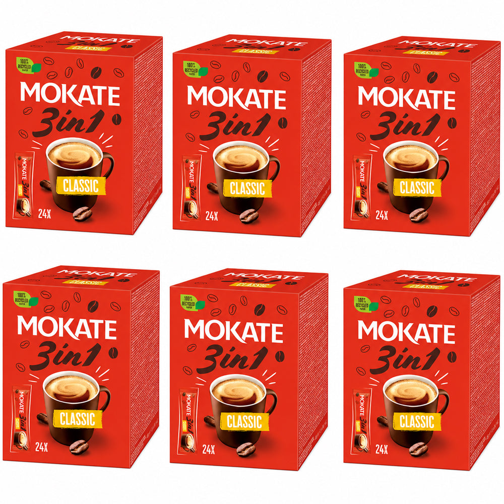 Mokate 3 in 1 Classic Instant Coffee Sachets 24 x 17g (Box of 6)
