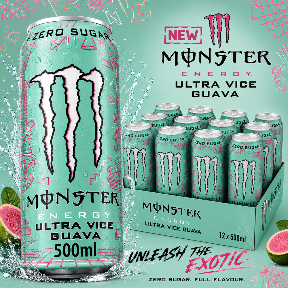 Monster Energy Ultra Vice Guava Zero Sugar PMP 500ml (6 & 12 Cans)