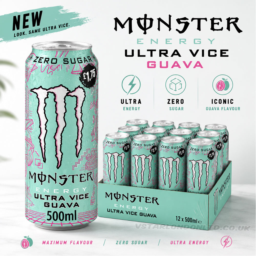 Monster Energy Ultra Vice Guava Zero Sugar PMP 500ml (6 & 12 Cans)