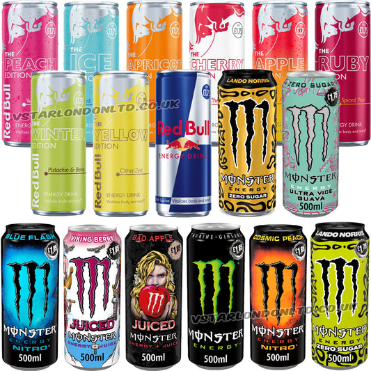 Monster & Red Bull Energy Drink Mixed Pack – 6 or 12 Cans | Random Flavours