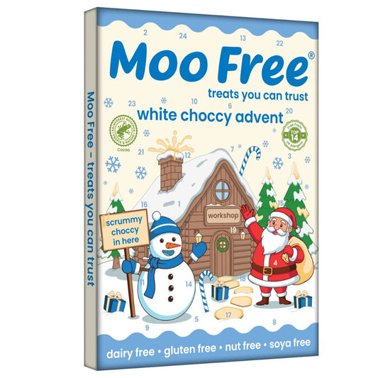 Moo Free White Choccy Advent Calendar Vegan Dairy Free 70g Box