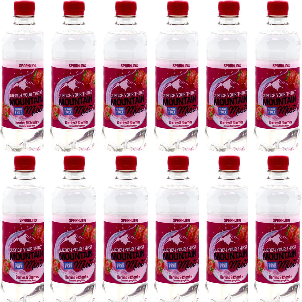 Mountain Mist Flavoured Sparkling Spring Water – 12x500ml (Multiple Flavours)