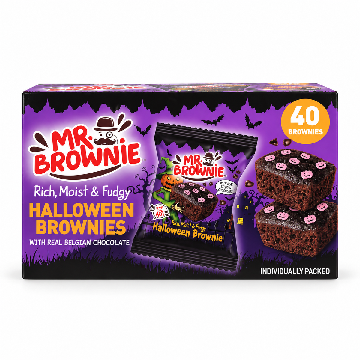 Mr. Brownie Halloween Chocolate Brownies 1kg (Box of 40)